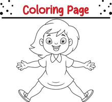 cute girl coloring page. cute coloring book for kids vector