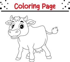 cute cow coloring page. cute coloring book for kids vector