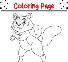 cute thief raccoon with money bag coloring book page for children vector