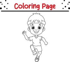 cute little boy coloring book page for adults and kids vector