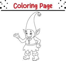 elf coloring page. cute coloring book for kids vector