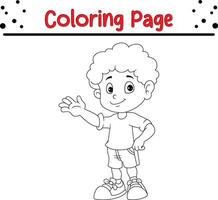 cute little boy coloring book page for children vector