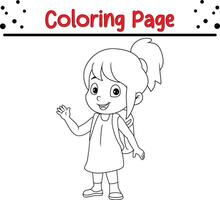 linda pequeño niña colorante libro página para niños vector