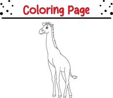 jirafa colorante página. linda colorante libro para niños vector