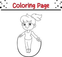 cute little girl coloring book page for children vector