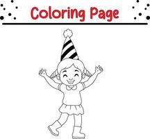 cute little girl coloring book page for adults and kids vector