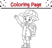 cute traveler boy coloring book page for adults and kids vector