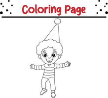 cute little boy coloring book page for adults and kids vector