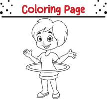 cute little girl coloring book page for children vector