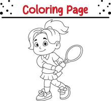 cute little girl coloring book page for children vector