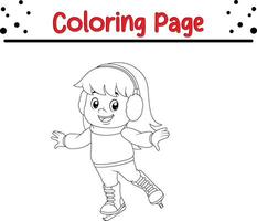 cute girl coloring book page for children vector