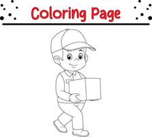 entrega mensajero participación cartulina cajas colorante libro página para niños y adultos vector