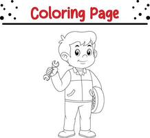 construction worker coloring book page for children vector