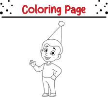 cute little boy coloring book page for adults and kids vector