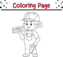 construction worker coloring book page for children vector