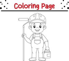 construction worker coloring book page for children vector