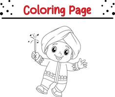 happy boy coloring book page for children vector