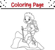 cute traveler boy coloring book page for adults and kids vector
