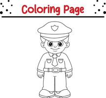 cute policeman coloring book page for adults and kids vector