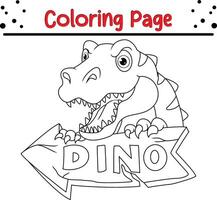 dino colorante página. linda colorante libro para niños vector