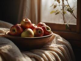 apples on plate photo