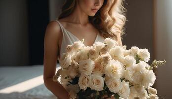woman with flowers photo