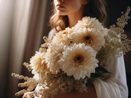 woman with flowers photo