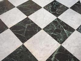 industrial style chequered white green and black stone floor bac photo