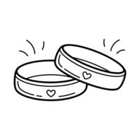 Two wedding rings. Wedding item. Simple linear hand drawn doodle illustration vector