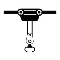 Industrial robotic arm manufacturing automation technology, factory assembly robot machine, black and white color vector