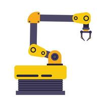 industrial robótico brazo fabricación automatización tecnología, fábrica montaje robot máquina, naranja y gris color. vector