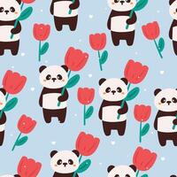 seamless pattern cartoon panda. cute animal wallpaper for textile, gift wrap paper vector