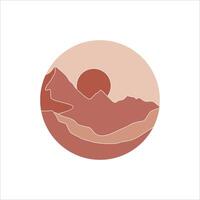 Circle mountain landscape background element vector