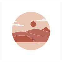 Circle mountain landscape background element vector