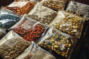 Assorted Medications Packed in Transparent Bags photo