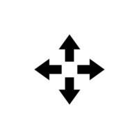 Four arrows icon. Simple solid style. Arrow, direction, square, road, traffic, option, pathway, way concept. Black silhouette, glyph symbol. Isolated. vector