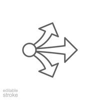 Propagate arrows icon. Simple outline style. Expansion, expand, diffusion, outward, spread, arrow, human resources concept. Thin line symbol. Isolated. Editable stroke. vector