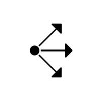 propagar flechas icono. sencillo sólido estilo. expansión, expandir, difusión, exterior, desparramar, flecha, humano recursos concepto. negro silueta, glifo símbolo. aislado. vector