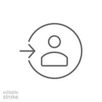 Login icon. Simple outline style. Authorize, profile log in sign, enter, user access, arrow, authentication, open account concept. Thin line symbol. Isolated. Editable stroke. vector