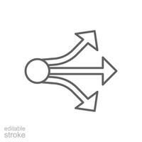 Propagate arrows icon. Simple outline style. Expansion, expand, diffusion, outward, spread, arrow, human resources concept. Thin line symbol. Isolated. Editable stroke. vector