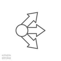 Propagate arrows icon. Simple outline style. Expansion, expand, diffusion, outward, spread, arrow, human resources concept. Thin line symbol. Isolated. Editable stroke. vector