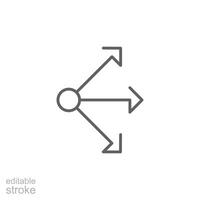 Propagate arrows icon. Simple outline style. Expansion, expand, diffusion, outward, spread, arrow, human resources concept. Thin line symbol. Isolated. Editable stroke. vector