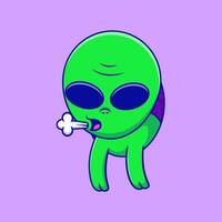 Cute Alien On Black Hole Cartoon Icons Illustration. Flat Cartoon Concept. Suitable for any creative project. vector