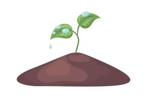 illustration of a plant emerging from the ground. Concept of spring, fertility and new life. Isolated illustration vector