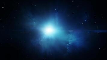 A blue nebula in deep and black space. video