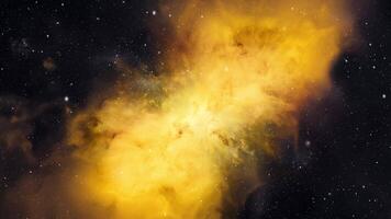 A cosmic nebula made of dust and particles that have a golden color. video