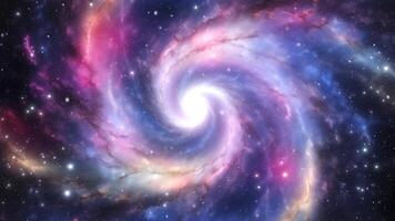 A large and bright spiral mega galaxy spinning in space. video