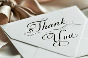 Elegant Thank You Card Featuring Beautiful Calligraphy photo