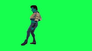 3D character on a green screen, chromakey background, cute and funny, doing different things, rendering 3D characters and people. video