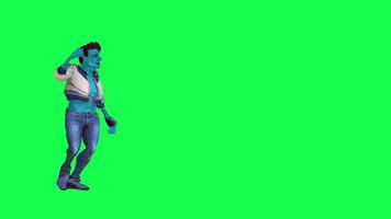 3D character on a green screen, chromakey background, cute and funny, doing different things, rendering 3D characters and people. video